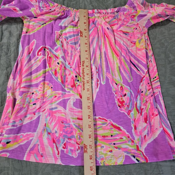 Lilly Pulitzer Pink Coral Vivid Floral‎ Tunic Knit Shirt Top  Blouse XXS - Picture 5 of 6